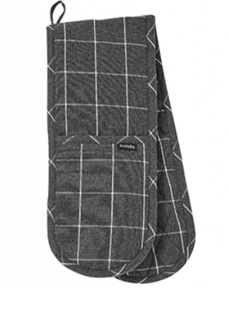 Ladelle Eco Check Charcoal Double Oven Mitt