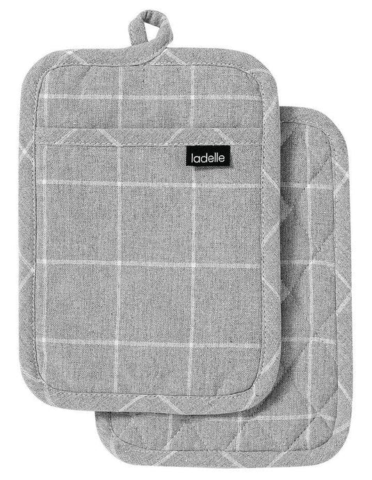 Ladelle Eco Check Charcoal Pot Holder (Pack of Two)