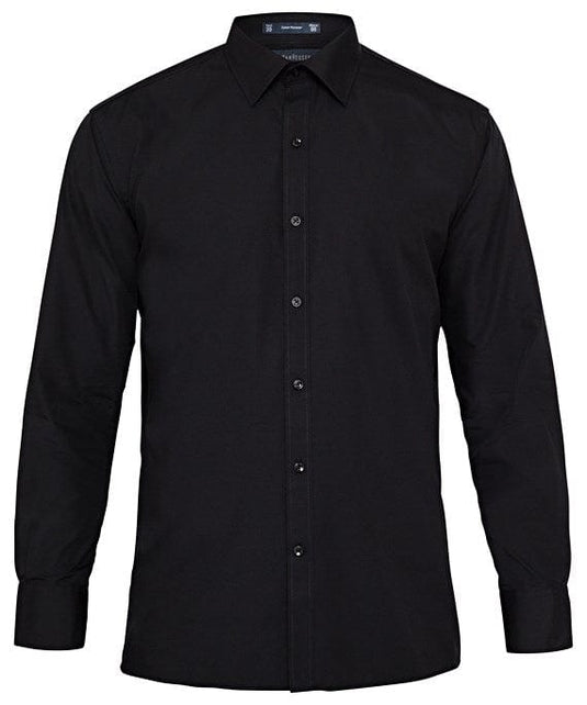 Van Heusen Mens European Tailored Fit Shirt, Poplin Solid Black