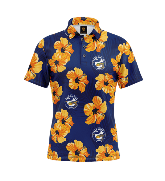 NRL Mens Aloha Golf Polo Shirt - Eels