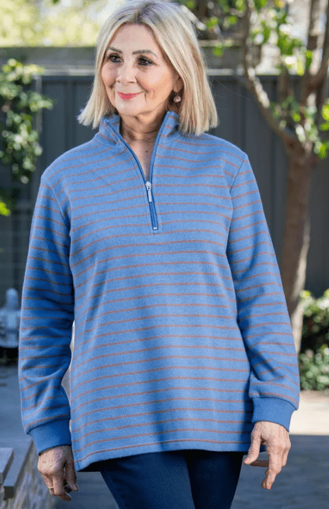 Load image into Gallery viewer, Equinox Womens Stripe 1/2 Zip Rugby
