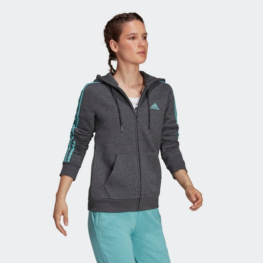 Adidas Womens Essentials Fleece 3-Stripes Zip Hoodie