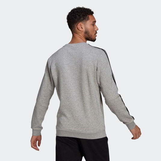 Adidas Mens Essentials Fleece 3-Stripes Sweatshirt - Medium Grey/Black