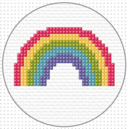 Create Handmade Mini Cross Stitch Kit with Hoop Frame - Rainbow