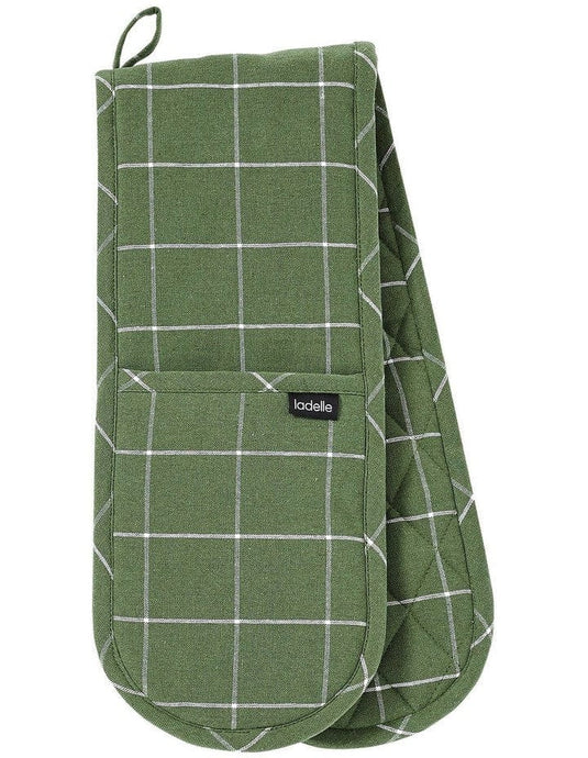 Ladelle Eco Check Green Double Oven Mitt