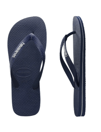 Load image into Gallery viewer, Havaianas Mens Rubber Logo Navy Blue &amp; White
