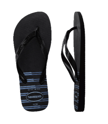 Load image into Gallery viewer, Havaianas Mens Top Basic Black &amp; Blue Thongs
