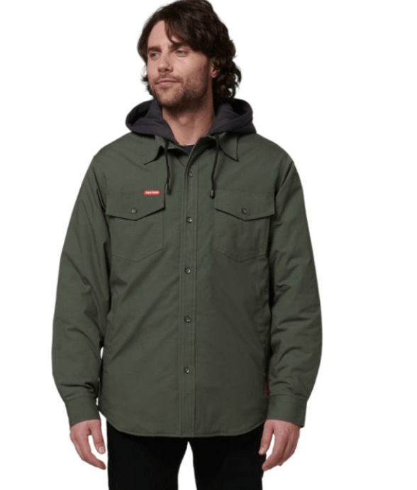 Load image into Gallery viewer, Hard Yakka Mens Quilted Shacket Hoodie - Military Green (Milita)
