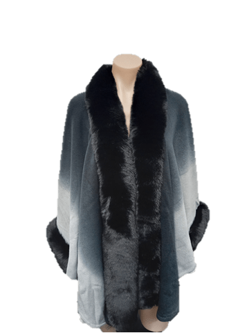 Load image into Gallery viewer, Holmes &amp; Fallon Womens Gradient Print With Faux Fur Trims Shawl

