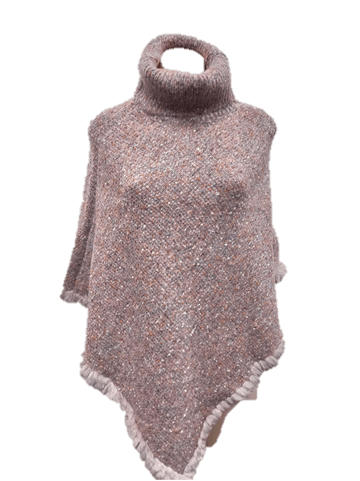 Load image into Gallery viewer, Holmes &amp; Fallon Womens Faux Fur Hem &amp; Roll Neck Poncho
