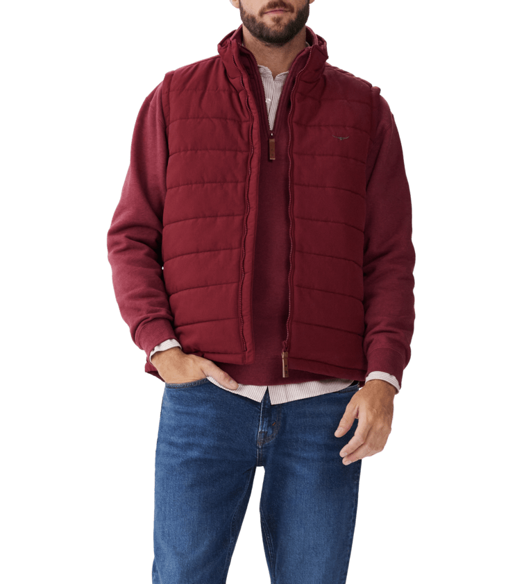 Load image into Gallery viewer, R.M. Williams Mens Patterson Creek Vest Burgundy
