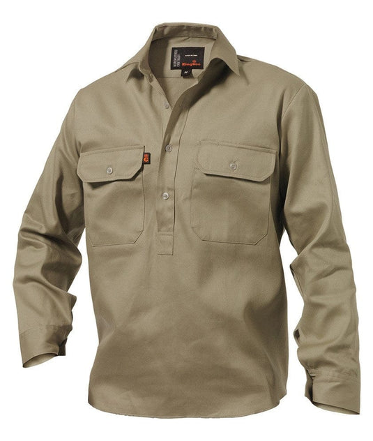 King Gee Long Sleeve Closed Front Drill Shirt