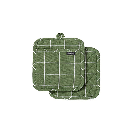Ladelle Eco Check Green Pot Holder (Pack of Two)