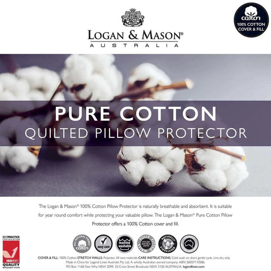 Logan & Mason Pure Cotton Quilted Pillow Protector