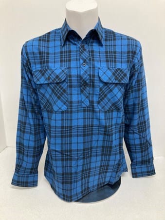 Bisley Mens Winterweight Closed Front Large Navy Check Shirt
