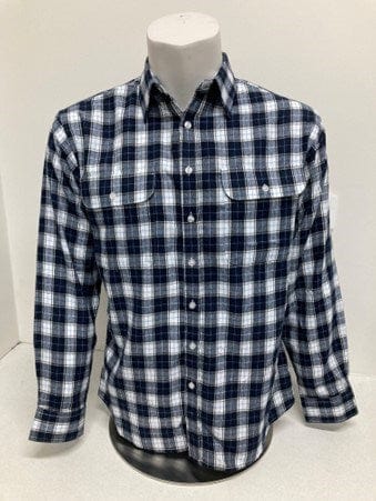 Load image into Gallery viewer, Bisley Mens Winterweight Open Front Medium Navy Check Shirt
