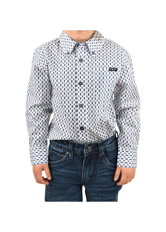 Pure Western Boys Free Man Print Button L/S Shirt