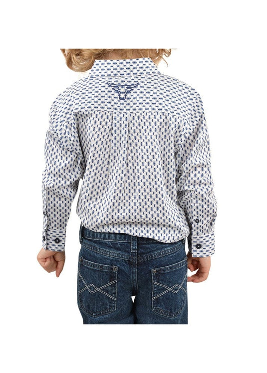 Pure Western Boys Free Man Print Button L/S Shirt