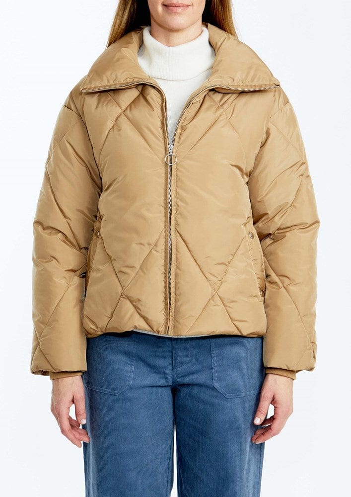 Load image into Gallery viewer, Ping Pong Womens Crop Puffer Jacket - Camel
