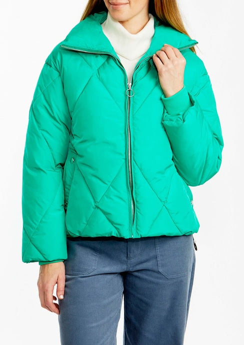 Ping Pong Womens Crop Puffer Jacket - Emerald