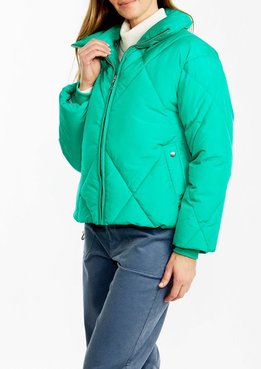 Ping Pong Womens Crop Puffer Jacket - Emerald