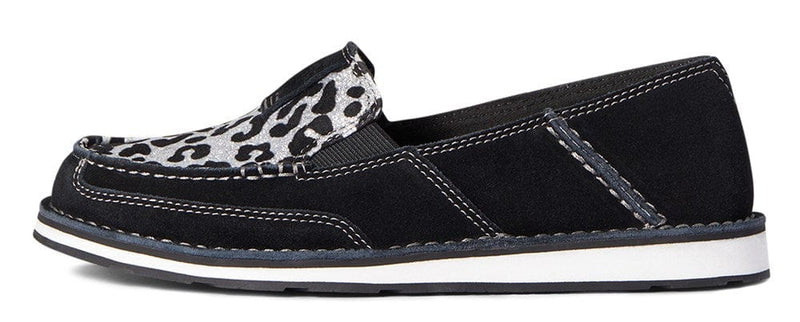 Load image into Gallery viewer, Ariat Womens Cruiser - Black Suede/Silver Leopard
