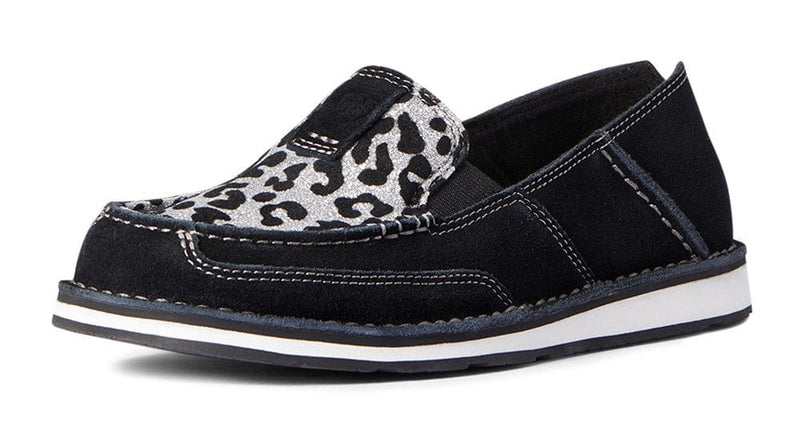 Load image into Gallery viewer, Ariat Womens Cruiser - Black Suede/Silver Leopard
