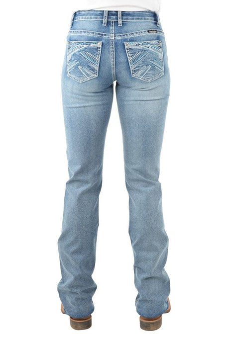 Pure Western Womens Criss Cross Relaxed Rider Jean