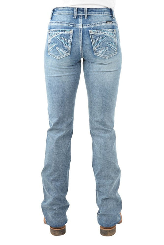 Pure Western Womens Criss Cross Relaxed Rider Jean