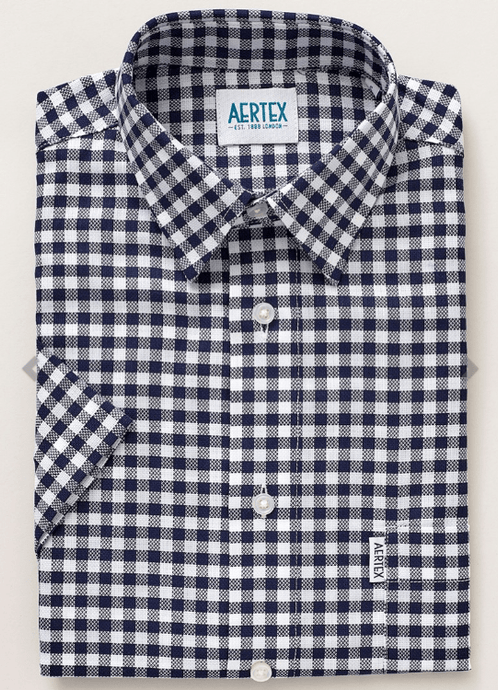 Aertex Mens Small Check Somerset Shirt - Navy/White