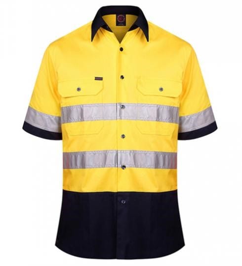 Ritemate Mens 2 Tone Open Front Shirt S/S 3MTape