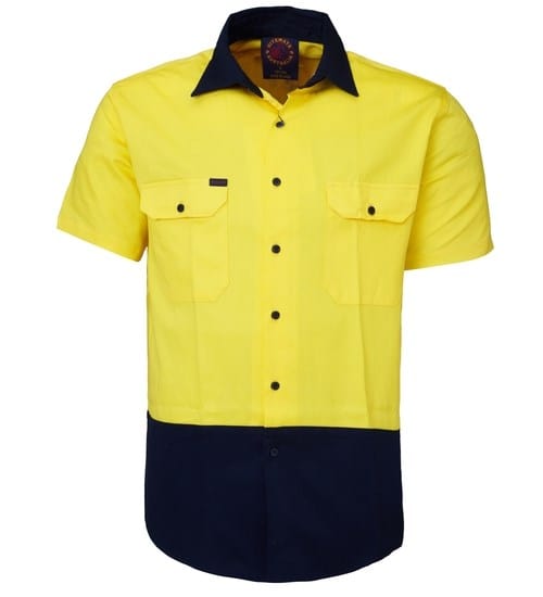 Ritemate Mens 2 Tone Open Front Fhort Sleeve Shirt