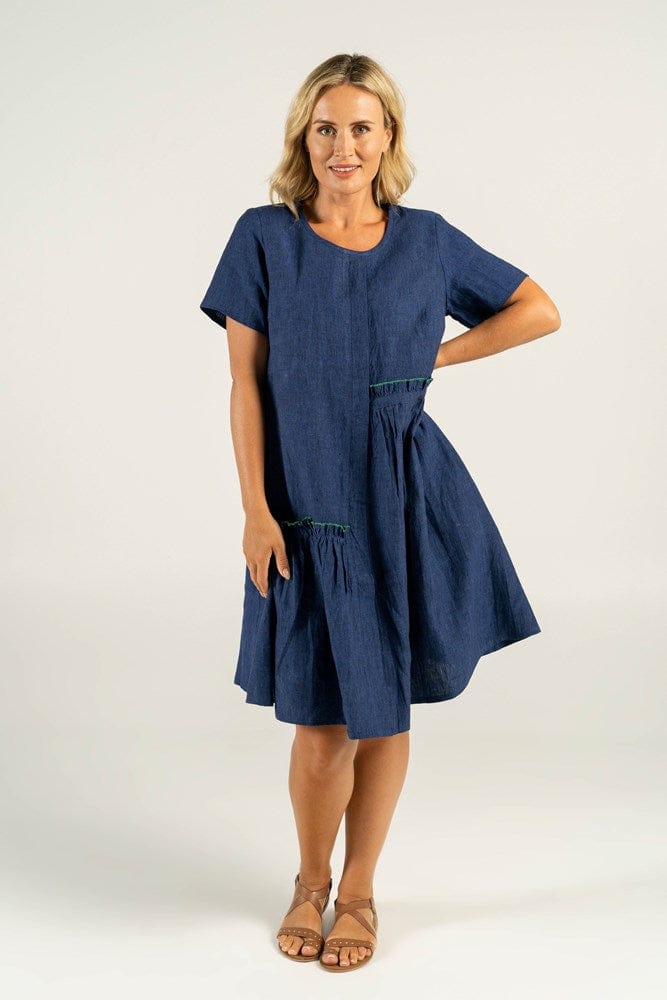 Load image into Gallery viewer, See Saw Women Linen Scoop Ruffle Trim Dress
