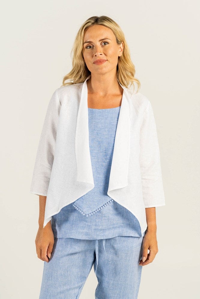Load image into Gallery viewer, See Saw Womens 100% Linen 3/4 Sleeve Open Drape Jacket
