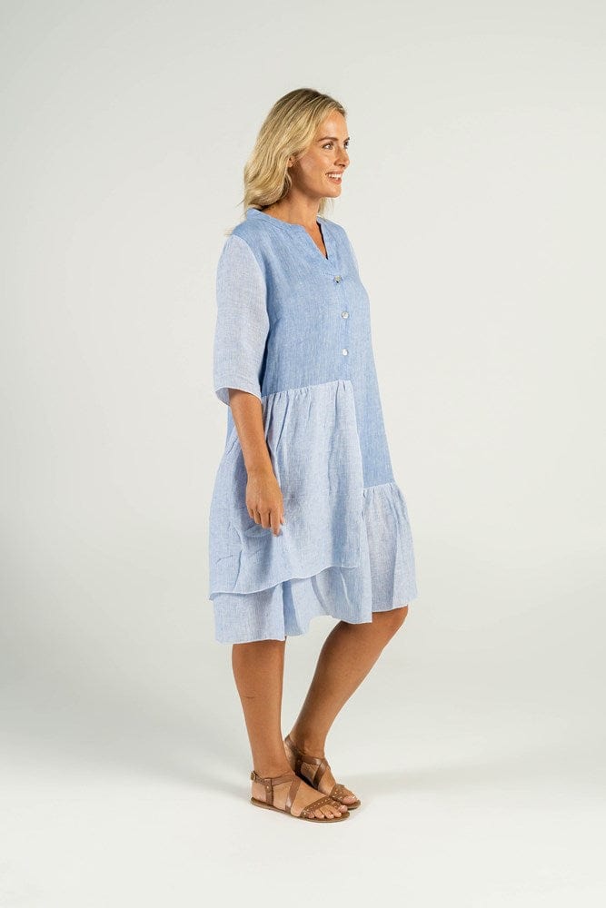 Load image into Gallery viewer, See Saw Womens Fine Linen Layered Dress
