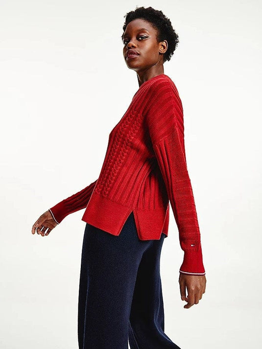 Tommy Hilfiger Womens Mixed Cable Knit Jumper