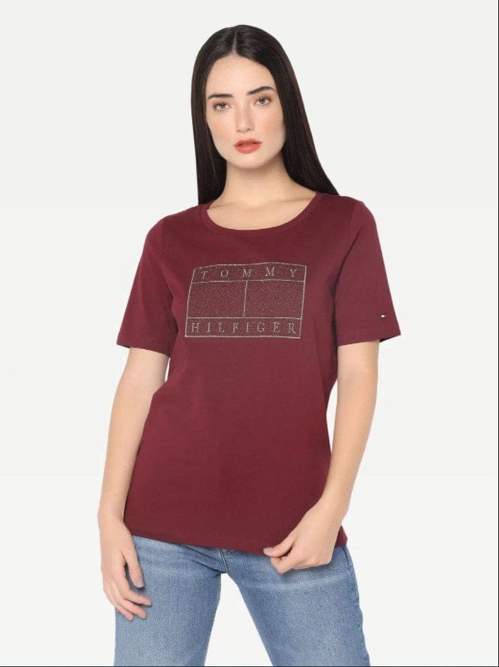 Load image into Gallery viewer, Tommy Hilfiger Womens Metallic Open Neck T-Shirts

