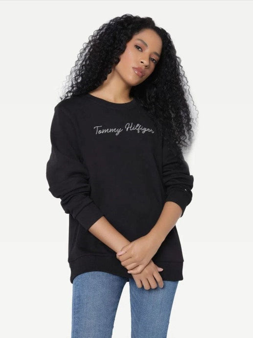 Tommy Hilfiger Womens Script Crewneck Sweatshirt