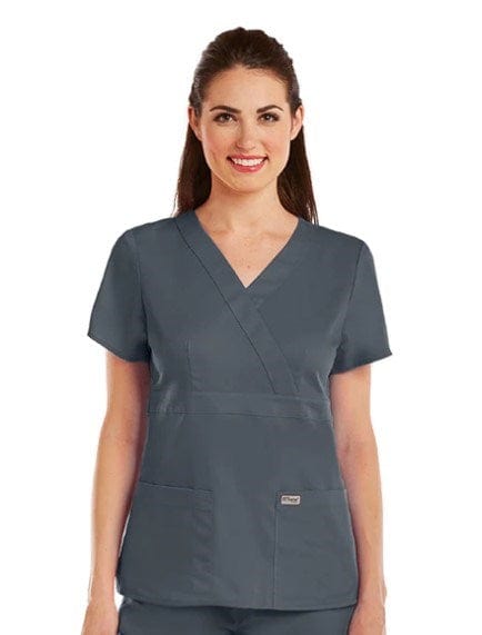 Load image into Gallery viewer, Ladies Mock Wrap Scrub Top
