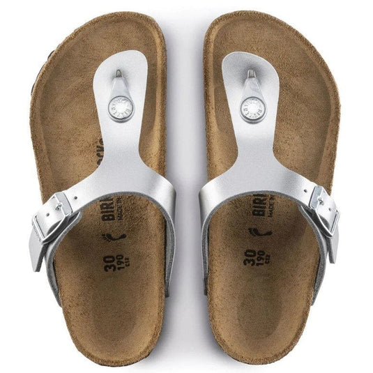 Birkenstock Gizeh Big Kids Metallic Silver Birko-Flor