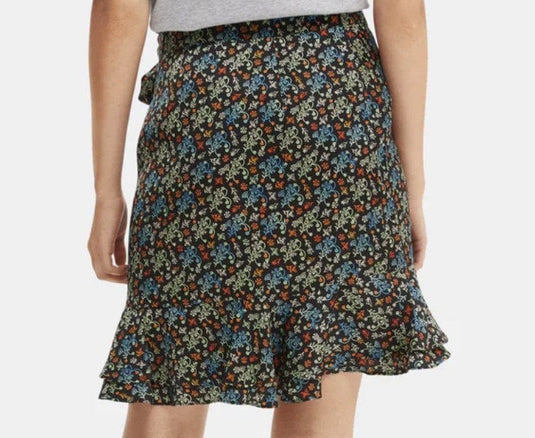 Scotch & Soda Womens Printed Wrap-Over Mini Skirt