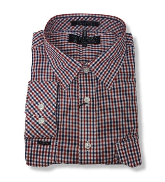 Load image into Gallery viewer, Pilbara Mens Check Dual Pocket Long Sleeve Shirt
