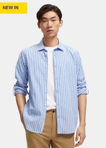 Scotch & Soda Mens Striped Cotton Shirt