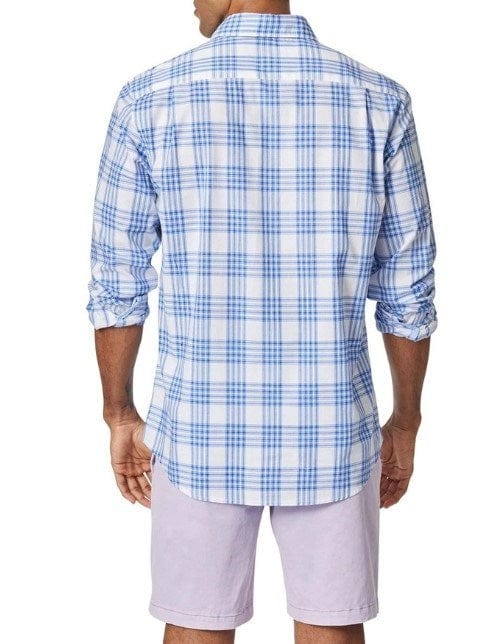 Blazer Mens White Blue Welsby Long Sleeve Check Shirt