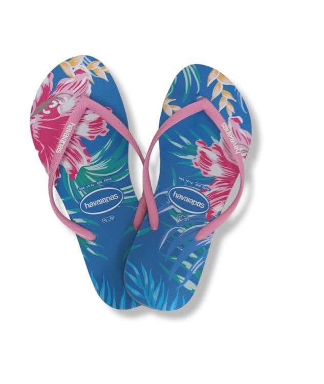 Load image into Gallery viewer, Havaianas Womens Slim Floral Palm Tranquility Blue Female
