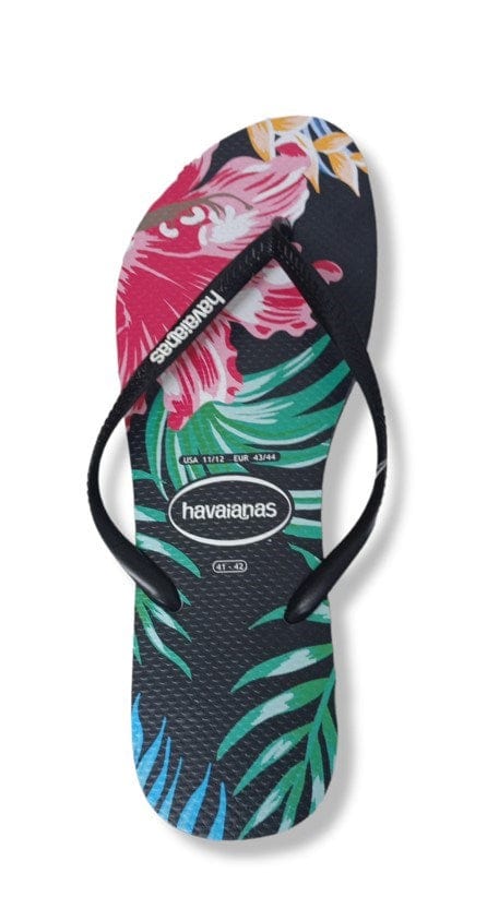 Load image into Gallery viewer, Havaianas Womens Slim Floral Palm Black Female
