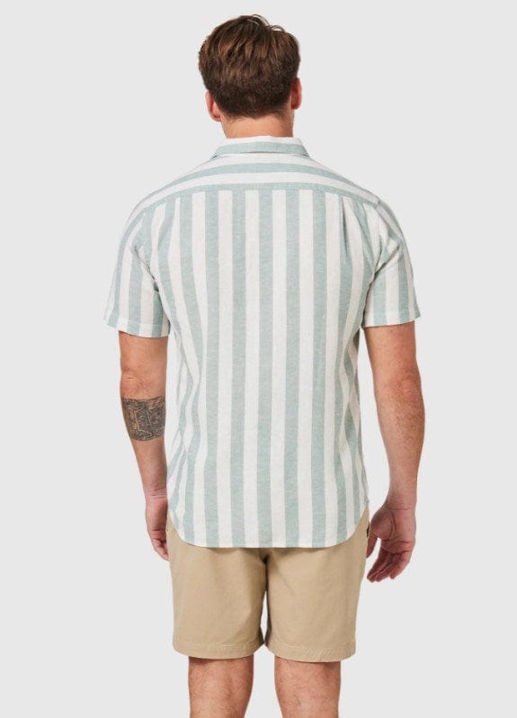 Load image into Gallery viewer, Blazer Mens Leon Short Sleeve Linen Blend Shirt
