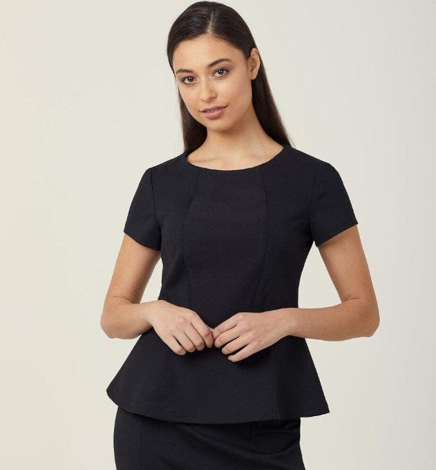 Load image into Gallery viewer, NNT Womens Ponte Knit Cap Sleeve Peplum Top
