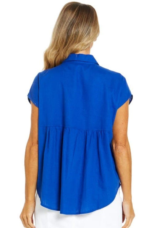 Betty Basics Womens Lucille Short Sleeve Linen Shirt