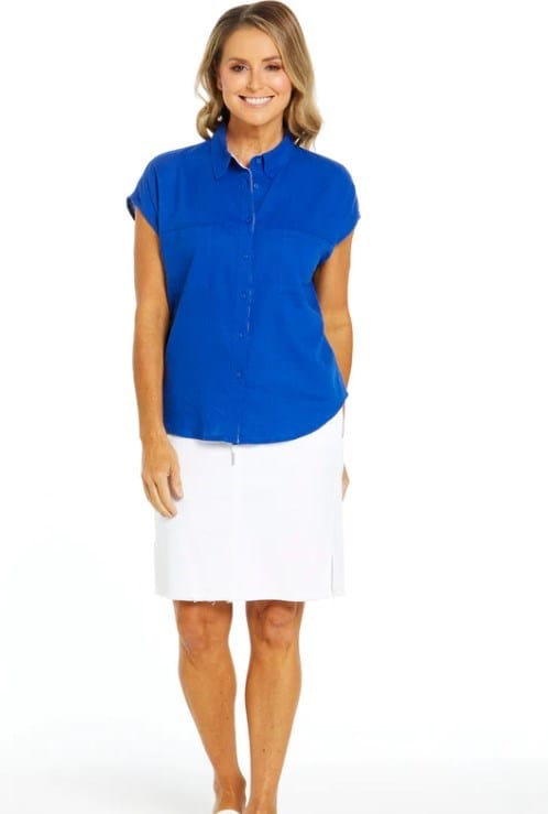 Load image into Gallery viewer, Betty Basics Womens Lucille Short Sleeve Linen Shirt
